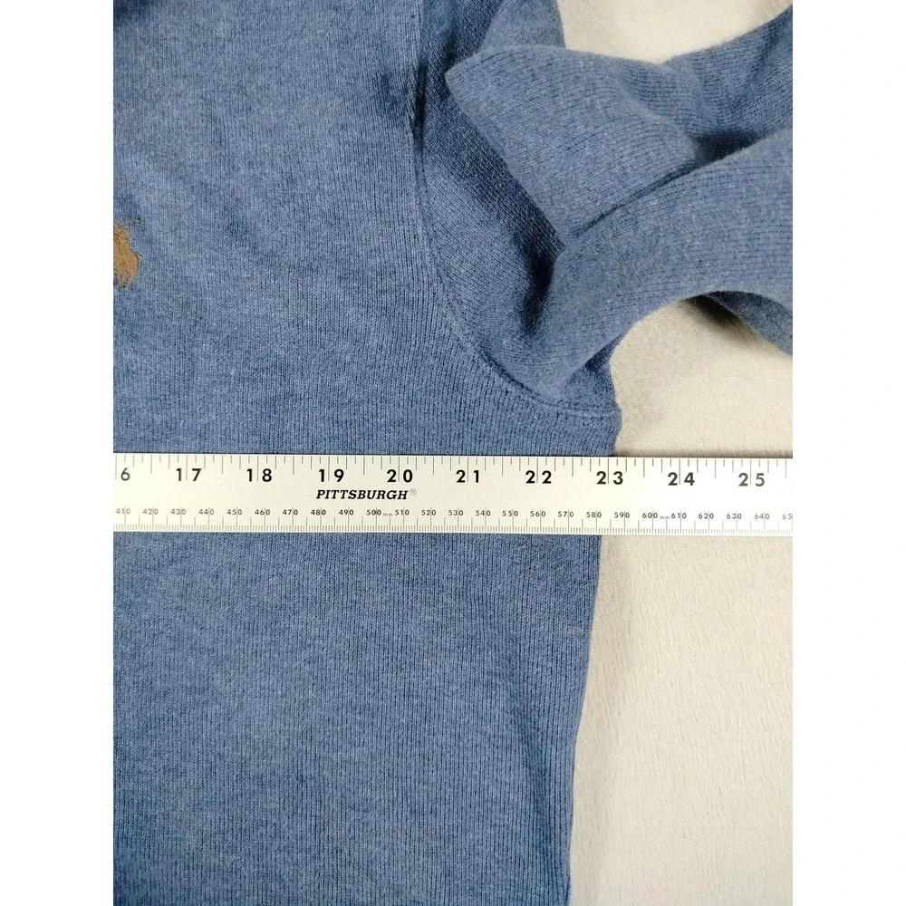 Polo Ralph Lauren Sweater Mens Medium Blue Cotton 1/4 Zip Preppy Pullover Office